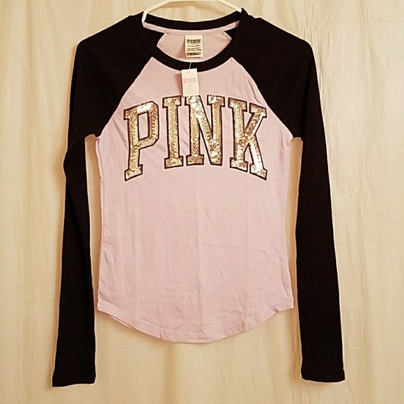 NWT Victoria's Secret PINK Bling Long Sleeve Top - Picture 2 of 6